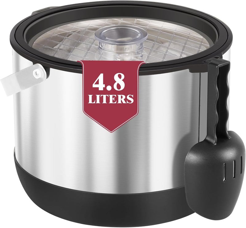 Five Home 5QT/4.8L Insulated Ice Bucket for Parties, Large Capacity Double-Wall Beverage Bucket with Scoop & Lid for Champagne, Wine, Cocktail (Black) - Image 1